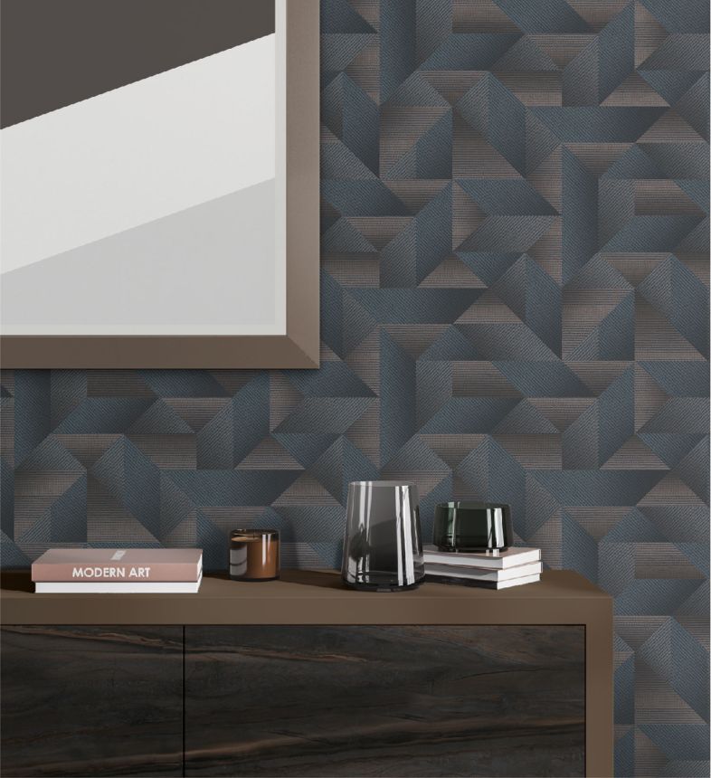 Brown-black geometric 3D wallpaper, TP422978, Exclusive Threads, Design ID